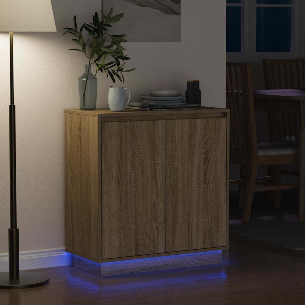 vidaXL LED Sideboard for Sonoma Oak 71 x 34.5 x 75 cm Engineered Wood