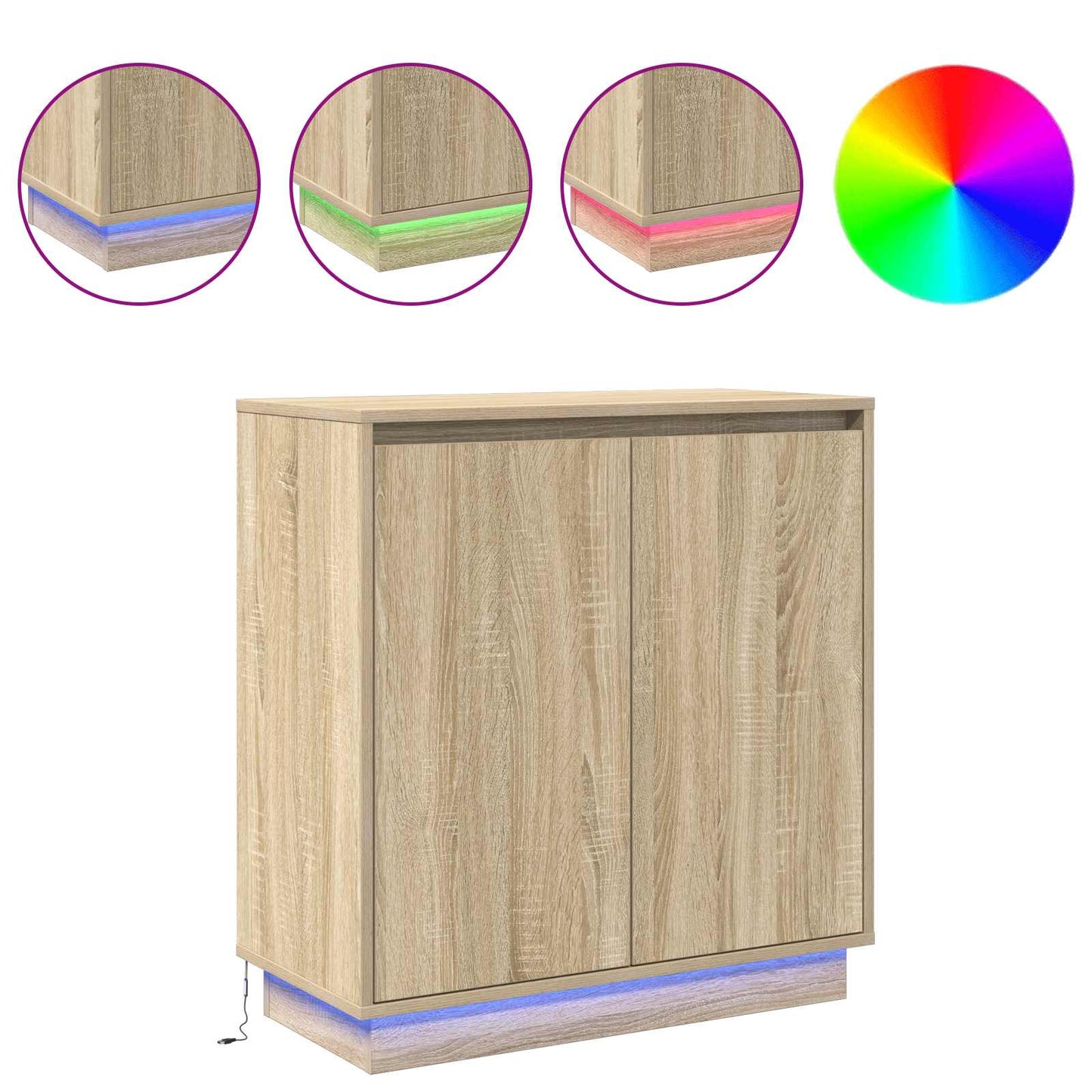 vidaXL LED Sideboard for Sonoma Oak 71 x 34.5 x 75 cm Engineered Wood