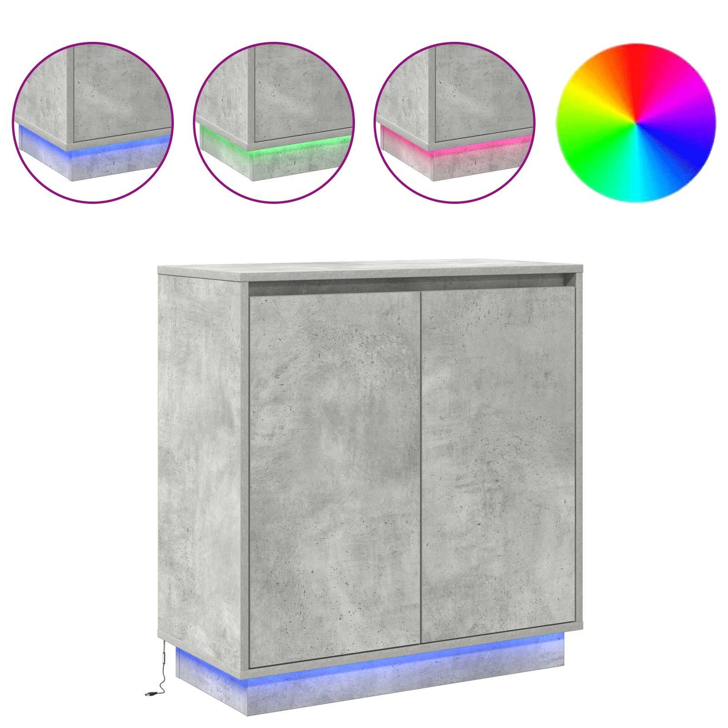 vidaXL LED Sideboard Concrete Grey 71 x 34.5 x 75 cm Engineered Wood
