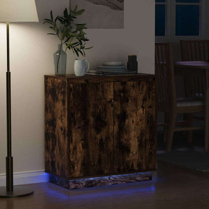 vidaXL LED Sideboard for Smoked Oak 71 x 34.5 x 75 cm Engineered Wood