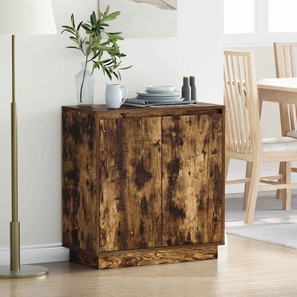 vidaXL LED Sideboard for Smoked Oak 71 x 34.5 x 75 cm Engineered Wood