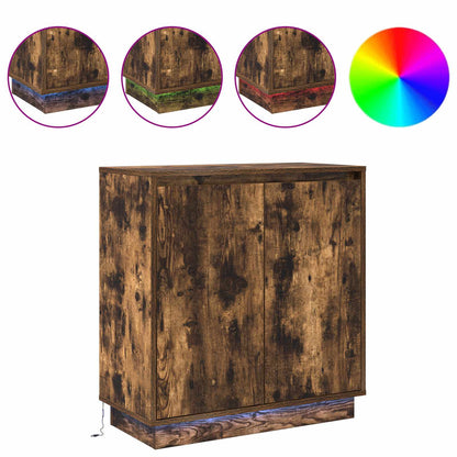 vidaXL LED Sideboard for Smoked Oak 71 x 34.5 x 75 cm Engineered Wood