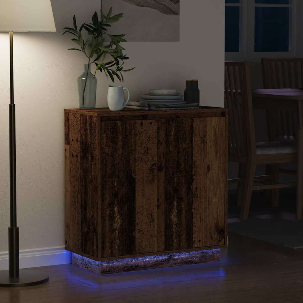 vidaXL LED Sideboard for Old Wood 71 x 34.5 x 75 cm Engineered Wood