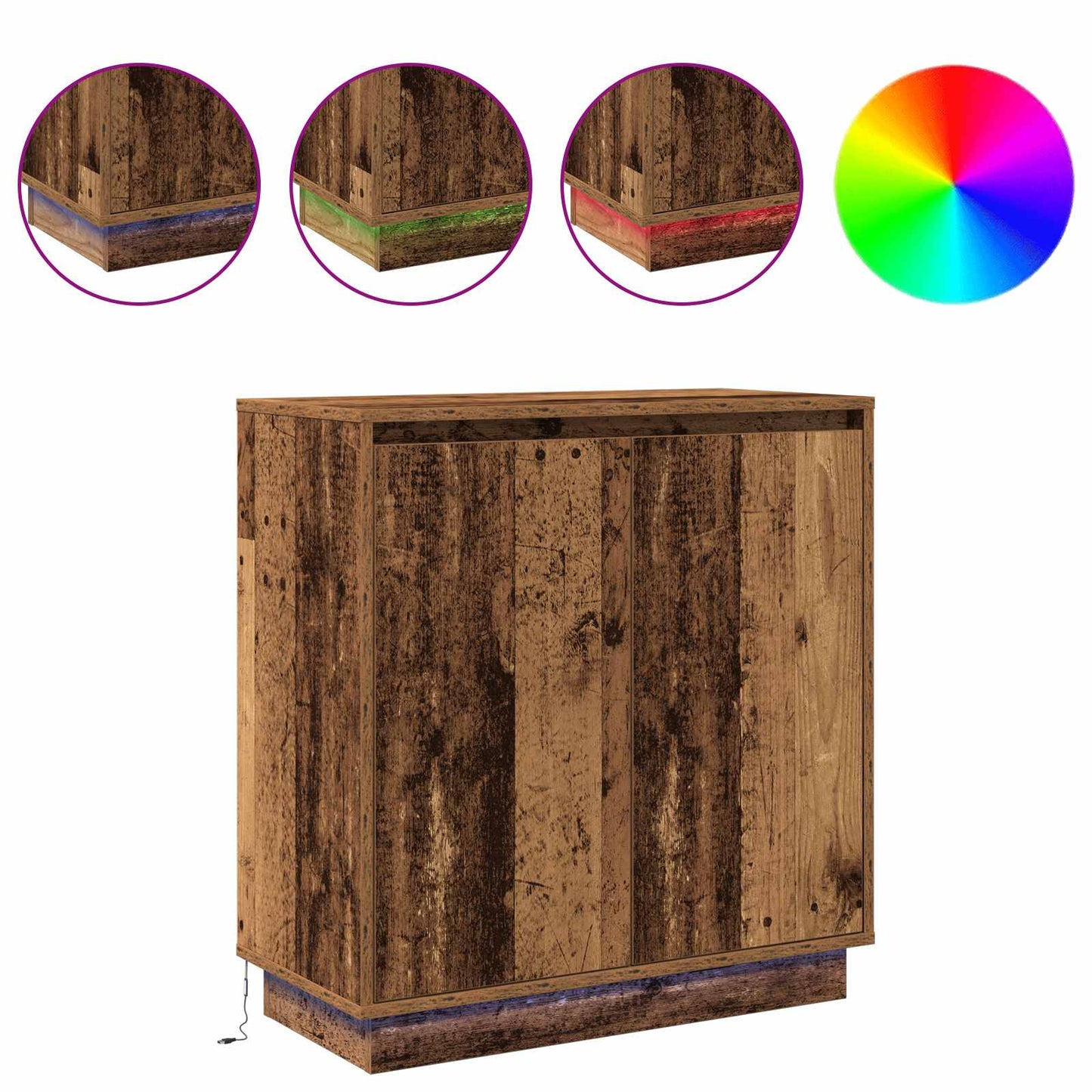 vidaXL LED Sideboard for Old Wood 71 x 34.5 x 75 cm Engineered Wood