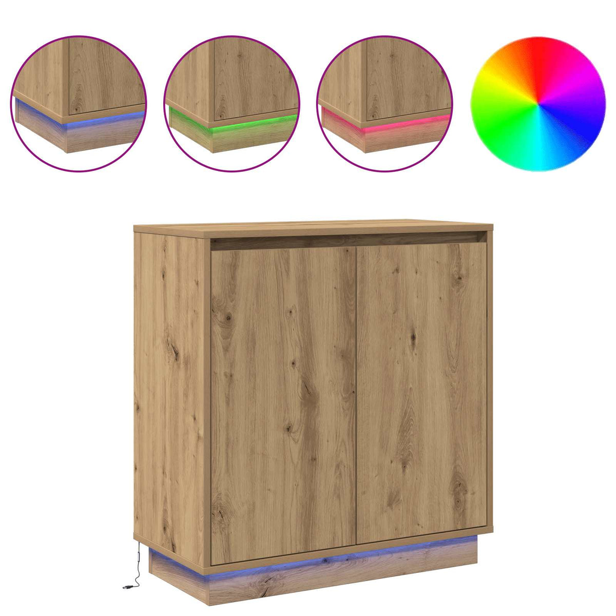 vidaXL LED Sideboard Artisan Oak 71 x 34.5 x 75 cm Engineered Wood