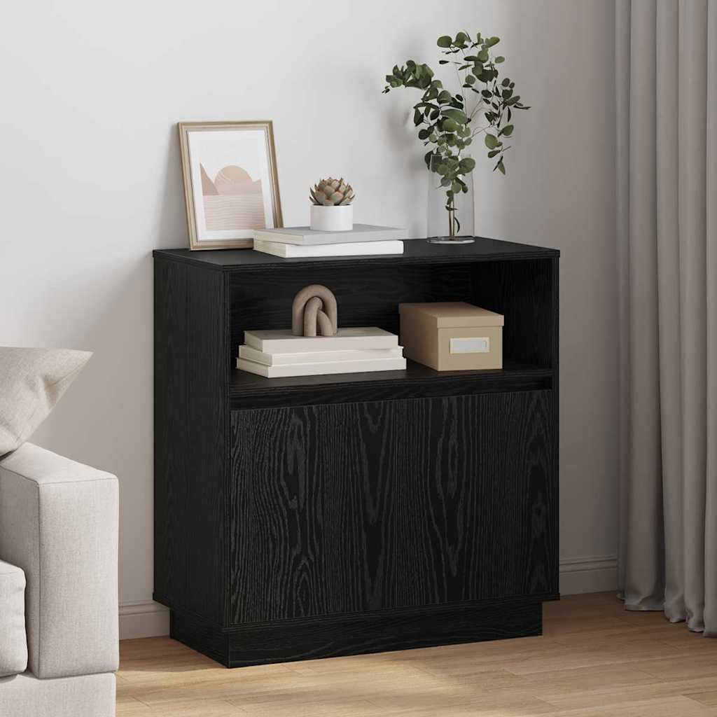 vidaXL LED Sideboard Black Oak 71 x 34.5 x 75 cm Engineered Wood