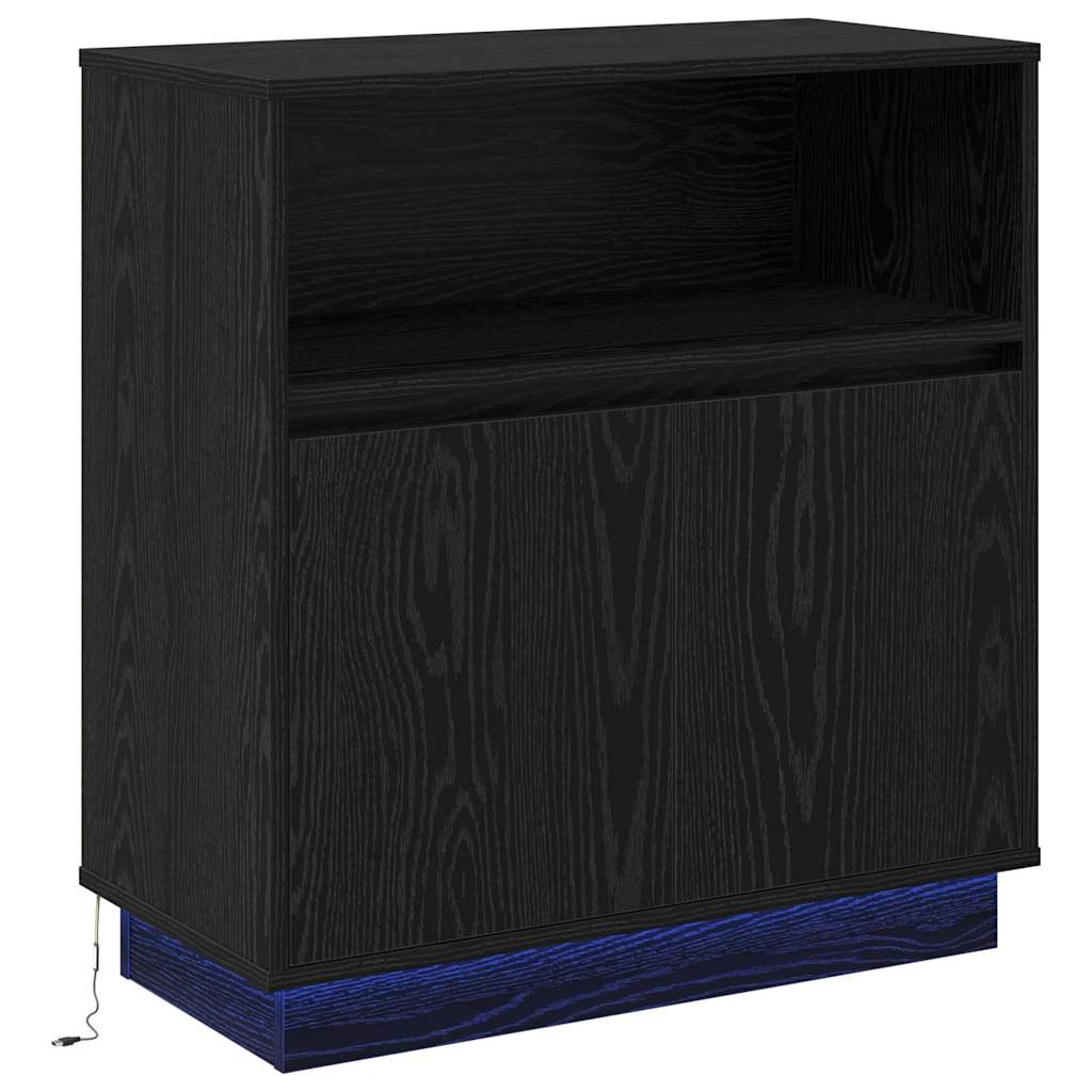 vidaXL LED Sideboard Black Oak 71 x 34.5 x 75 cm Engineered Wood