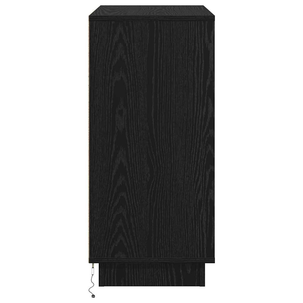 vidaXL LED Sideboard Black Oak 71 x 34.5 x 75 cm Engineered Wood