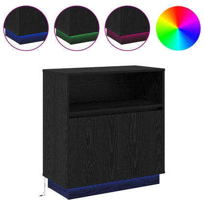 vidaXL LED Sideboard Black Oak 71 x 34.5 x 75 cm Engineered Wood