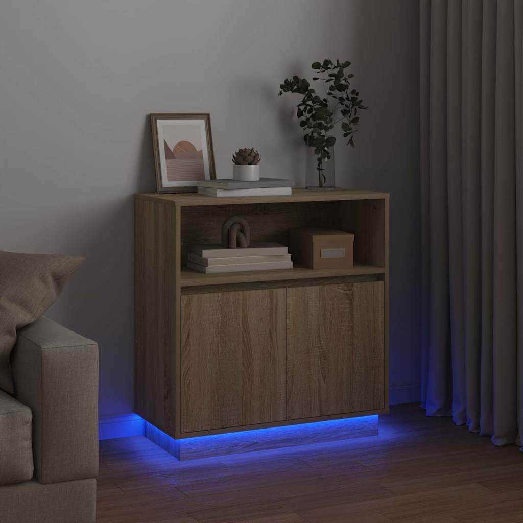 vidaXL LED Sideboard Sonoma Oak 71 x 34.5 x 75 cm Engineered Wood