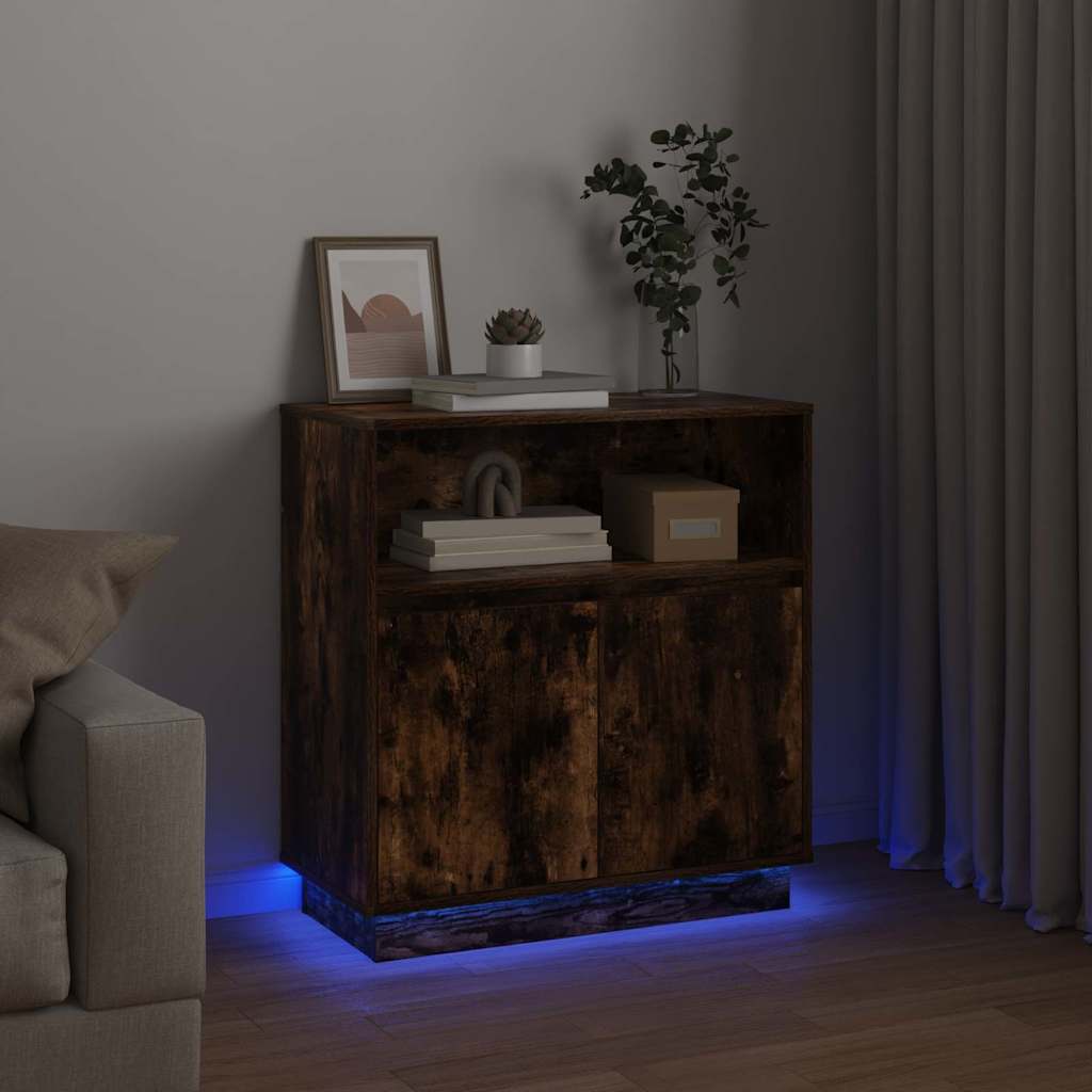 vidaXL LED Sideboard Smoked Oak 71 x 34.5 x 75 cm Engineered Wood