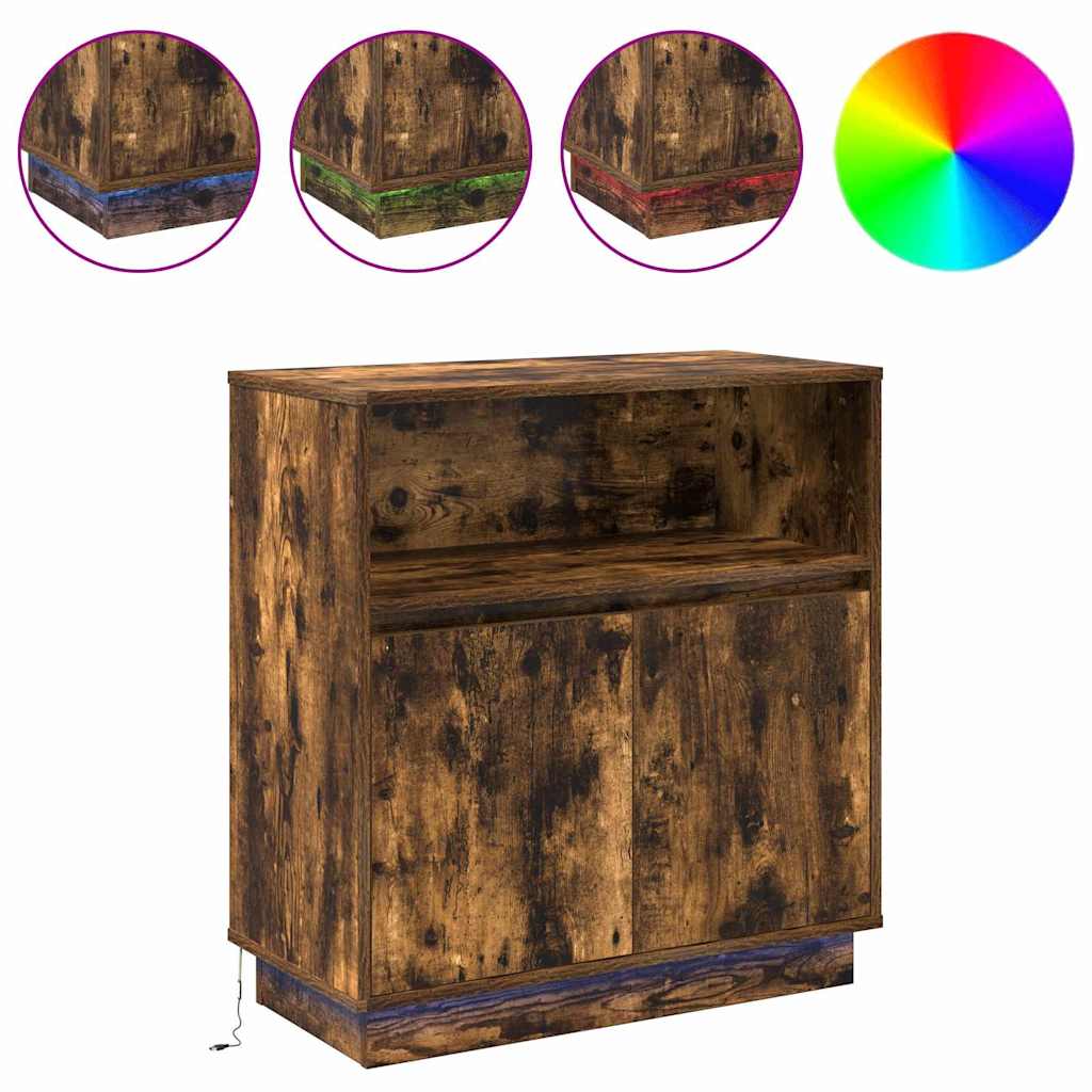 vidaXL LED Sideboard Smoked Oak 71 x 34.5 x 75 cm Engineered Wood