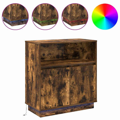 vidaXL LED Sideboard Smoked Oak 71 x 34.5 x 75 cm Engineered Wood