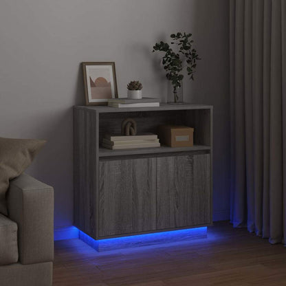 vidaXL LED Sideboard Grey Sonoma 71 x 34.5 x 75 cm Engineered Wood