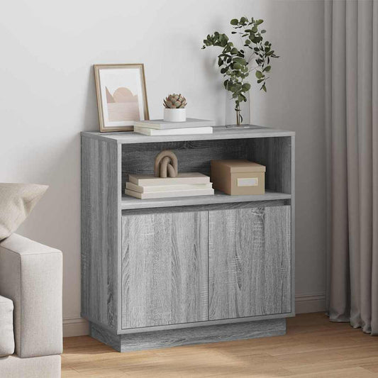 vidaXL LED Sideboard Grey Sonoma 71 x 34.5 x 75 cm Engineered Wood