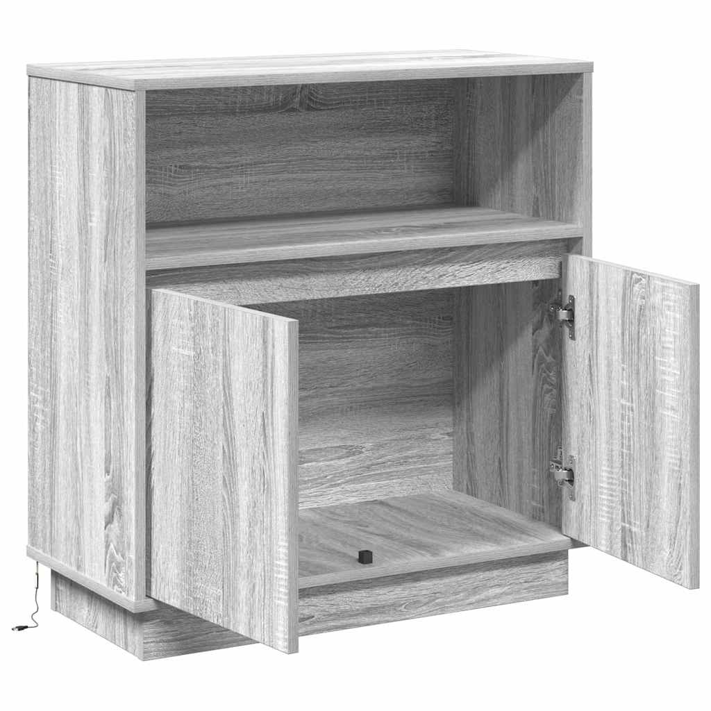 vidaXL LED Sideboard Grey Sonoma 71 x 34.5 x 75 cm Engineered Wood