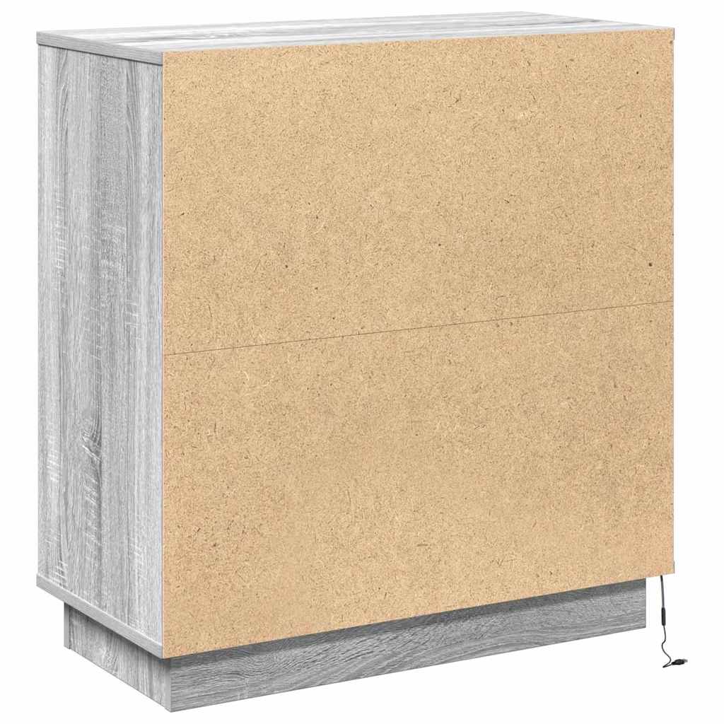 vidaXL LED Sideboard Grey Sonoma 71 x 34.5 x 75 cm Engineered Wood