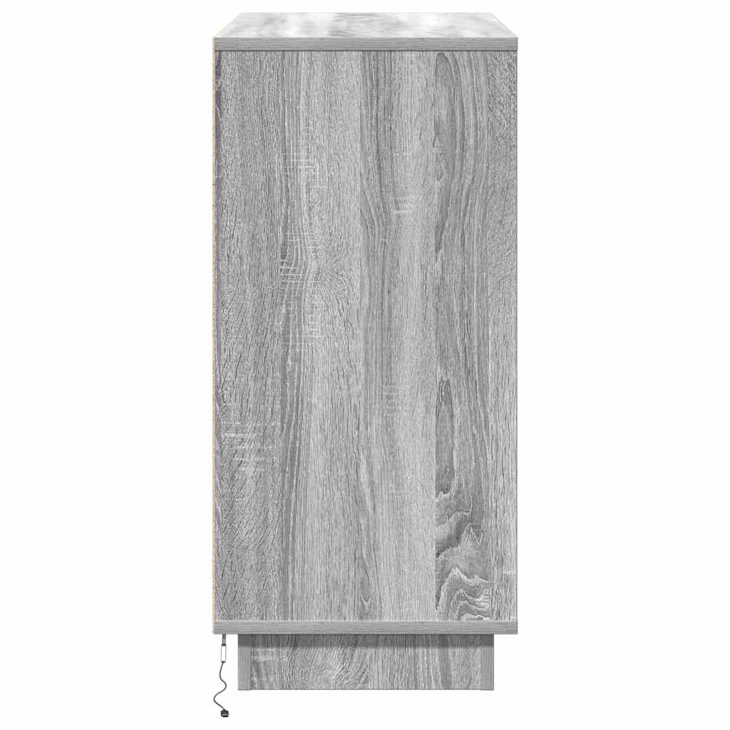 vidaXL LED Sideboard Grey Sonoma 71 x 34.5 x 75 cm Engineered Wood