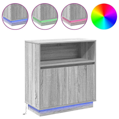 vidaXL LED Sideboard Grey Sonoma 71 x 34.5 x 75 cm Engineered Wood