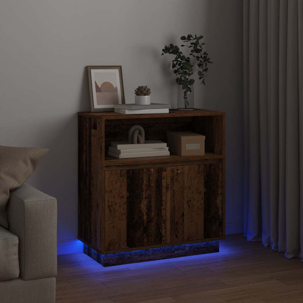 vidaXL LED Sideboard Old Wood 71 x 34.5 x 75 cm Engineered Wood