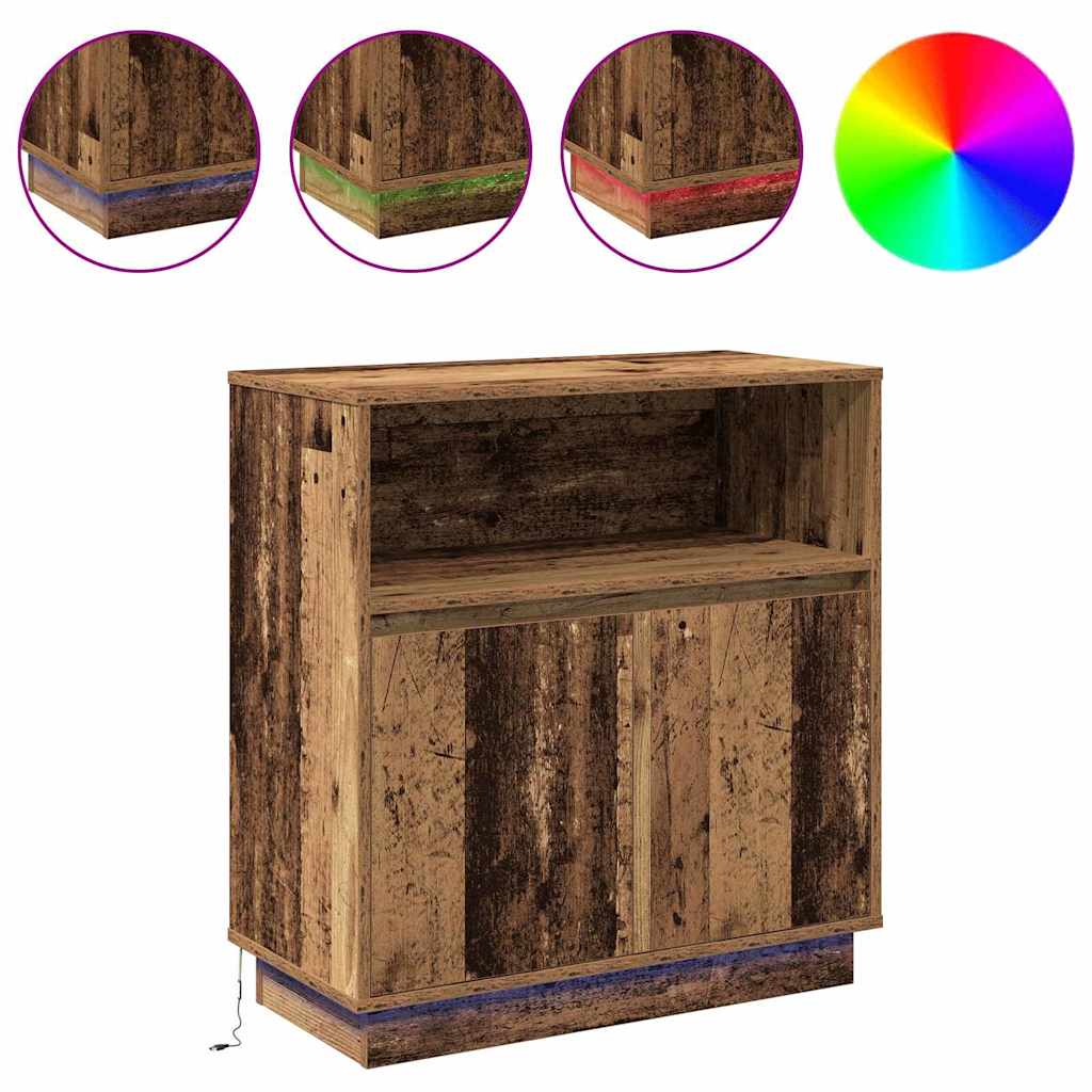 vidaXL LED Sideboard Old Wood 71 x 34.5 x 75 cm Engineered Wood