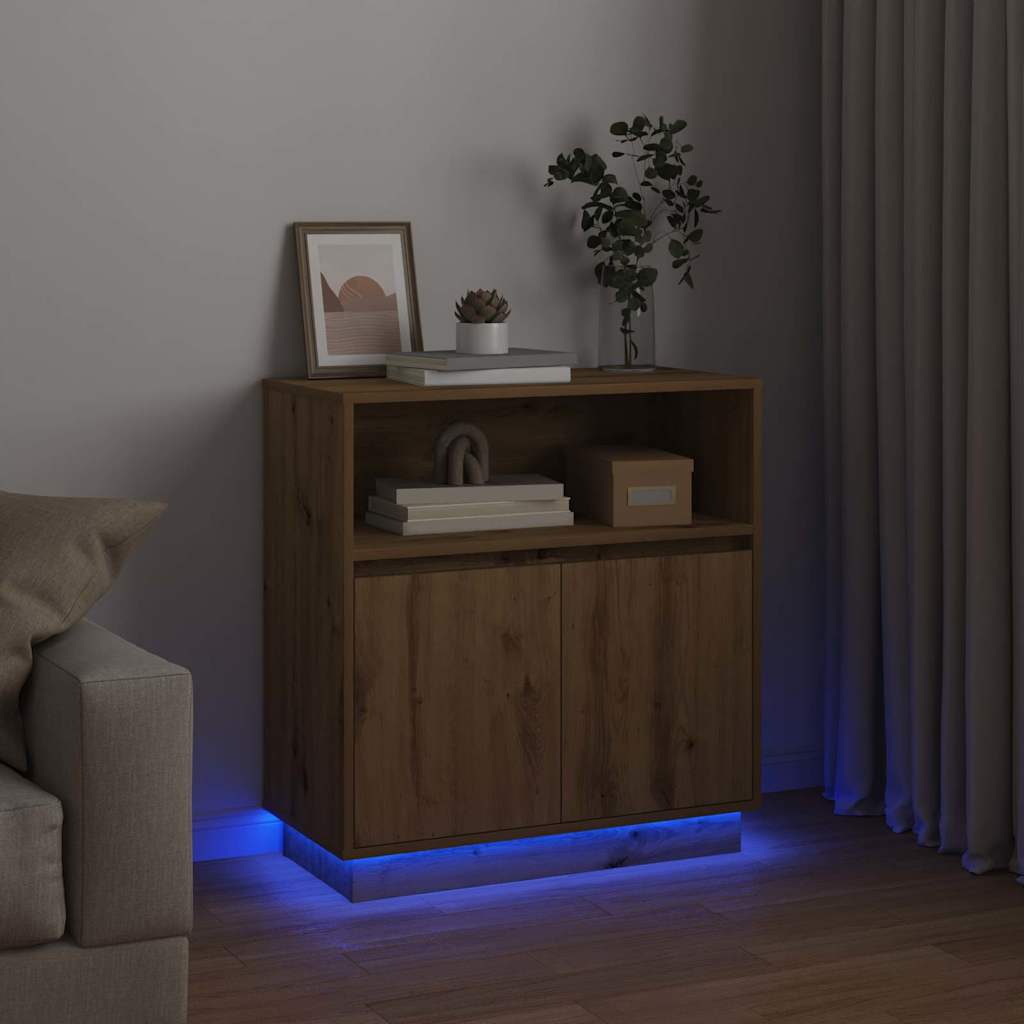 vidaXL LED Sideboard Artisan Oak 71 x 34.5 x 75 cm Engineered Wood