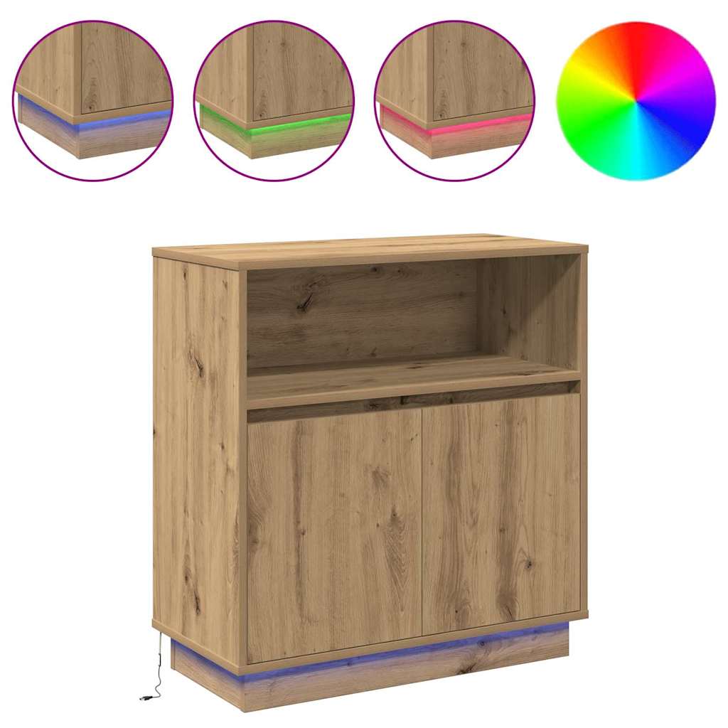 vidaXL LED Sideboard Artisan Oak 71 x 34.5 x 75 cm Engineered Wood