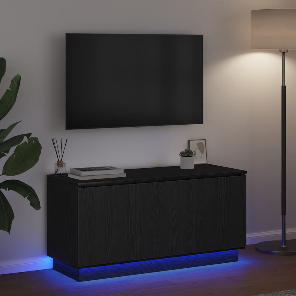 vidaXL TV Cabinet Black Oak 100 x 38 x 49 cm Engineered Wood