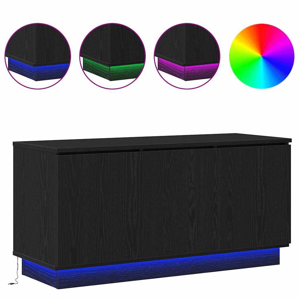 vidaXL TV Cabinet Black Oak 100 x 38 x 49 cm Engineered Wood