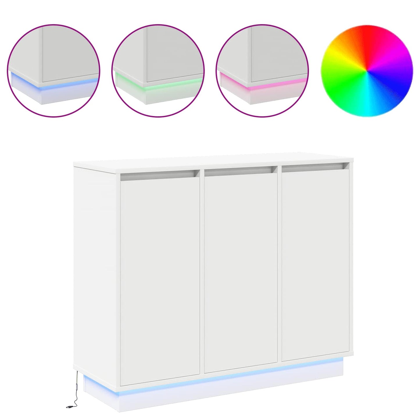 vidaXL LED Sideboard White 90 x 32 x 75 cm Engineered Wood