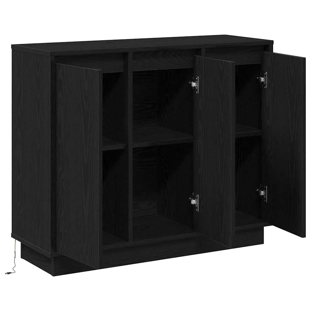 vidaXL LED Sideboard Black Oak 90 x 32 x 75 cm Engineered Wood