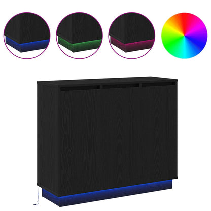 vidaXL LED Sideboard Black Oak 90 x 32 x 75 cm Engineered Wood
