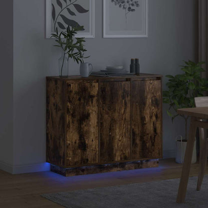 vidaXL LED Sideboard Smoked Oak 90 x 32 x 75 cm Engineered Wood