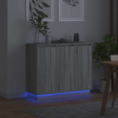 vidaXL LED Sideboard Grey Sonoma 90 x 32 x 75 cm Engineered Wood