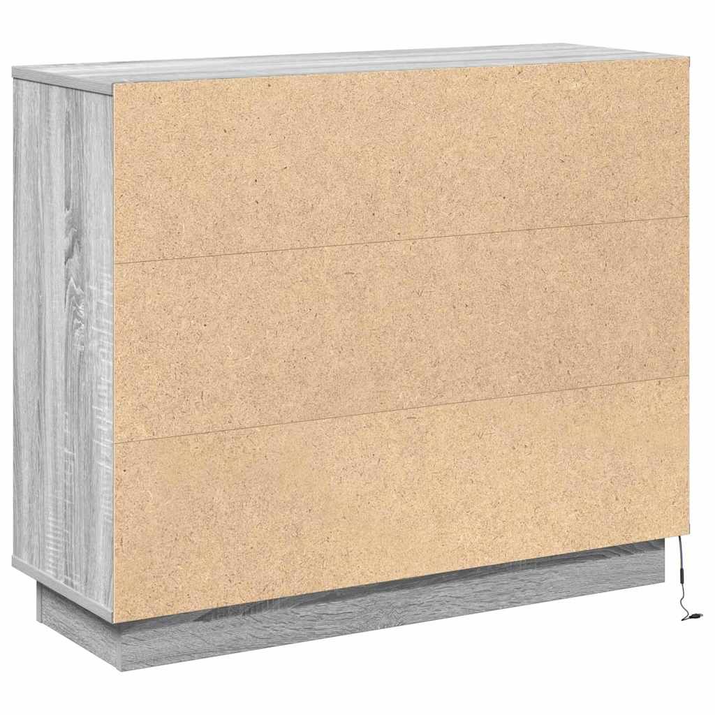 vidaXL LED Sideboard Grey Sonoma 90 x 32 x 75 cm Engineered Wood