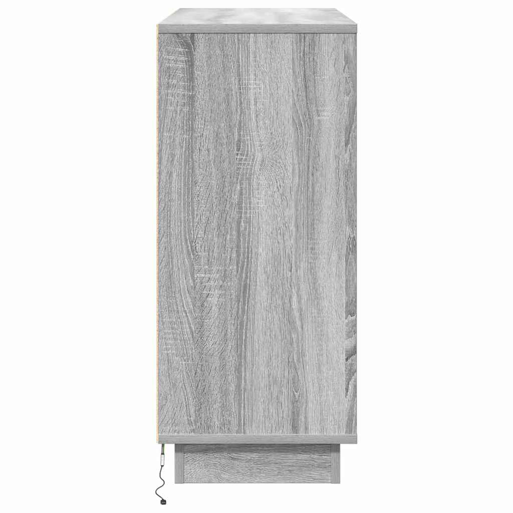 vidaXL LED Sideboard Grey Sonoma 90 x 32 x 75 cm Engineered Wood
