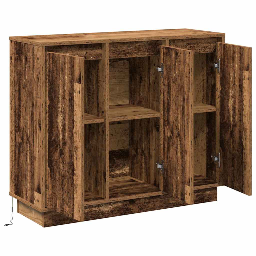 vidaXL LED Sideboard Old Wood 90 x 32 x 75 cm Engineered Wood