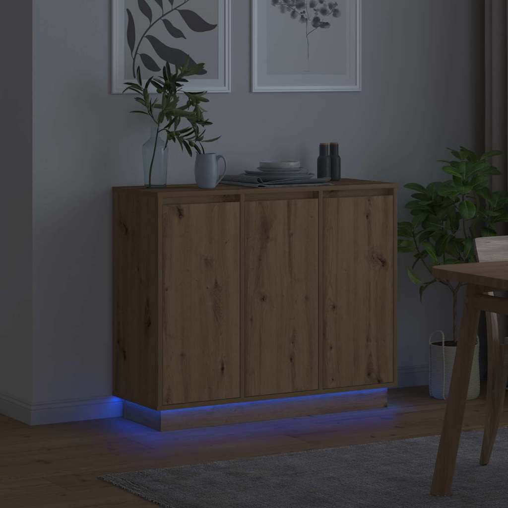 vidaXL LED Sideboard Artisan Oak 90 x 32 x 75 cm Engineered Wood