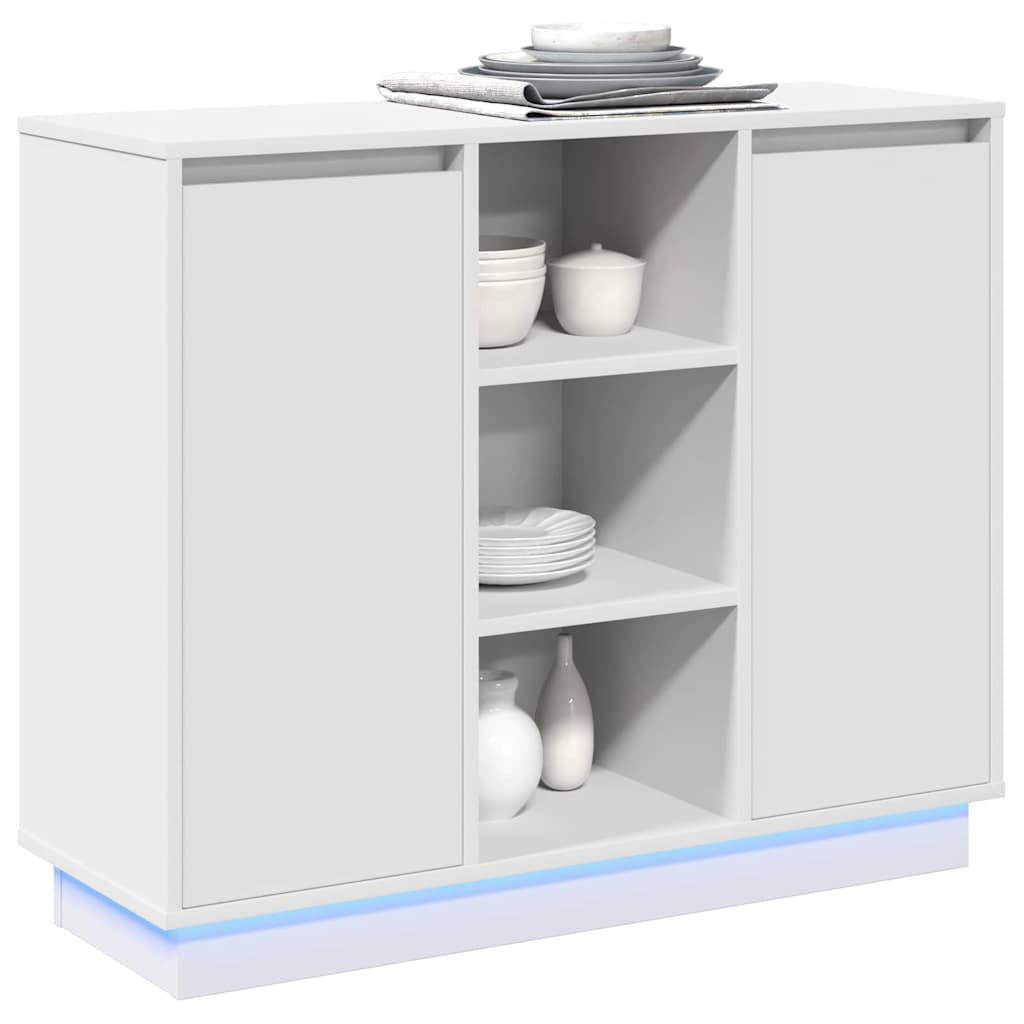 vidaXL LED Sideboard White 90 x 32 x 75 cm Engineered Wood