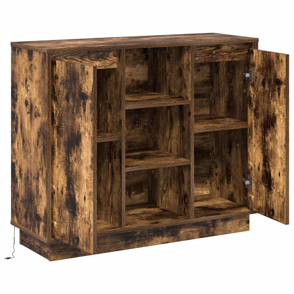 vidaXL LED Sideboard Smoked Oak 90 x 32 x 75 cm Engineered Wood