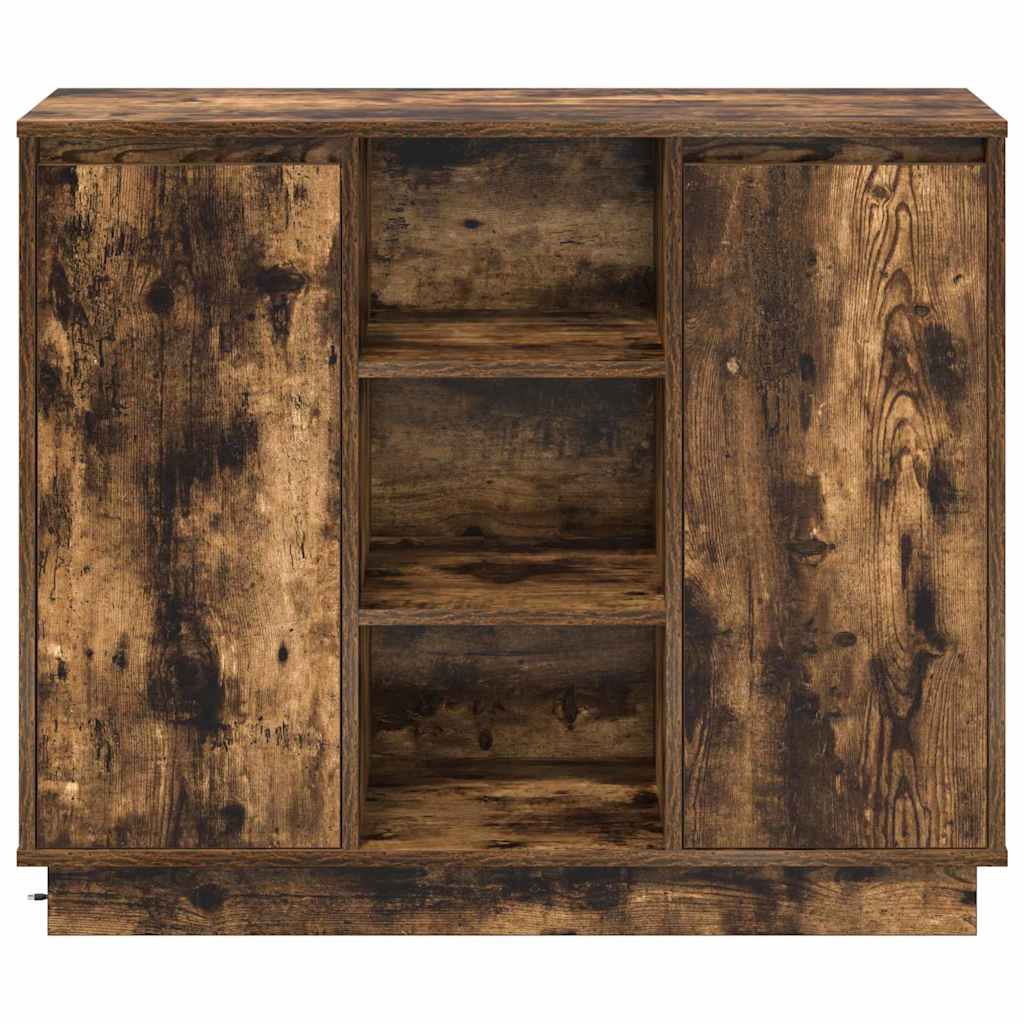 vidaXL LED Sideboard Smoked Oak 90 x 32 x 75 cm Engineered Wood
