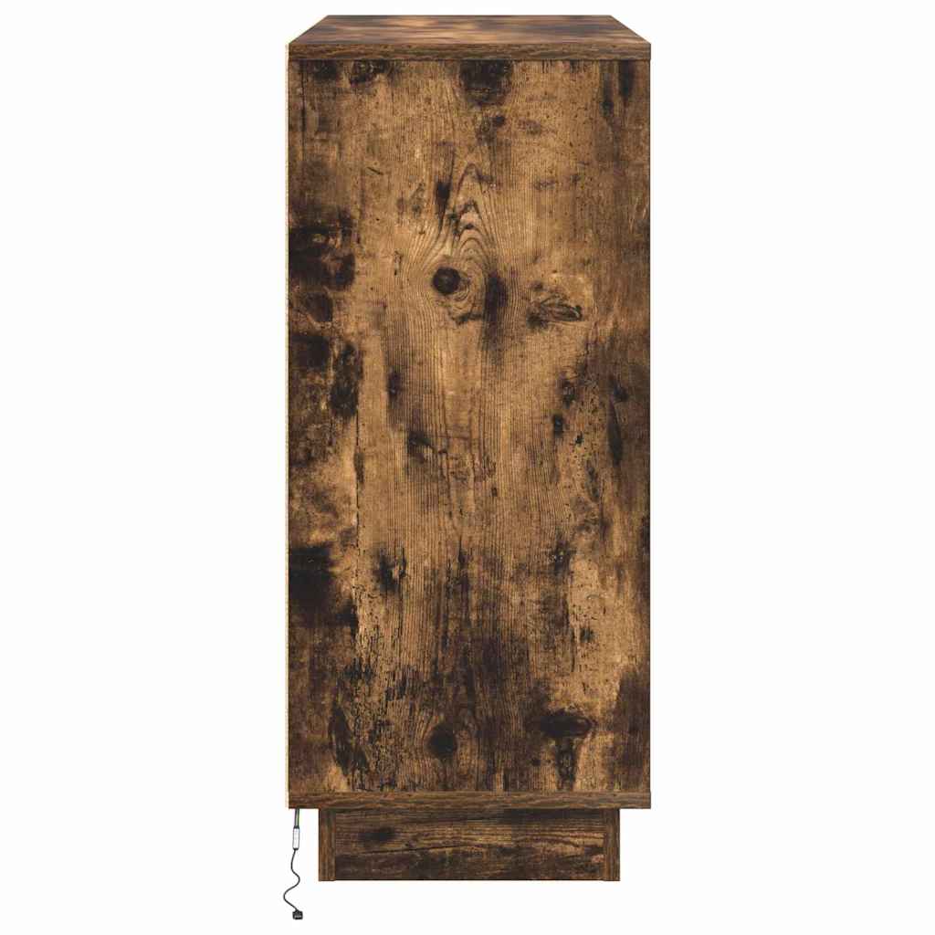 vidaXL LED Sideboard Smoked Oak 90 x 32 x 75 cm Engineered Wood