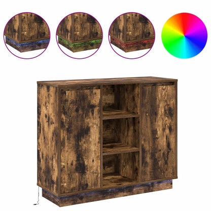 vidaXL LED Sideboard Smoked Oak 90 x 32 x 75 cm Engineered Wood