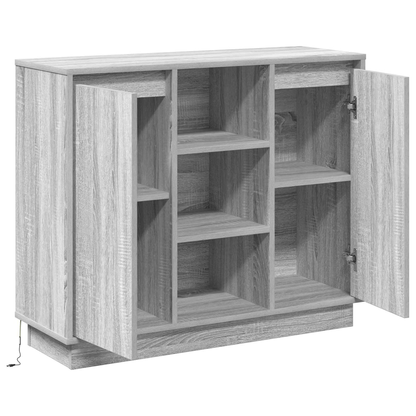 vidaXL LED Sideboard Grey Sonoma 90 x 32 x 75 cm Engineered Wood