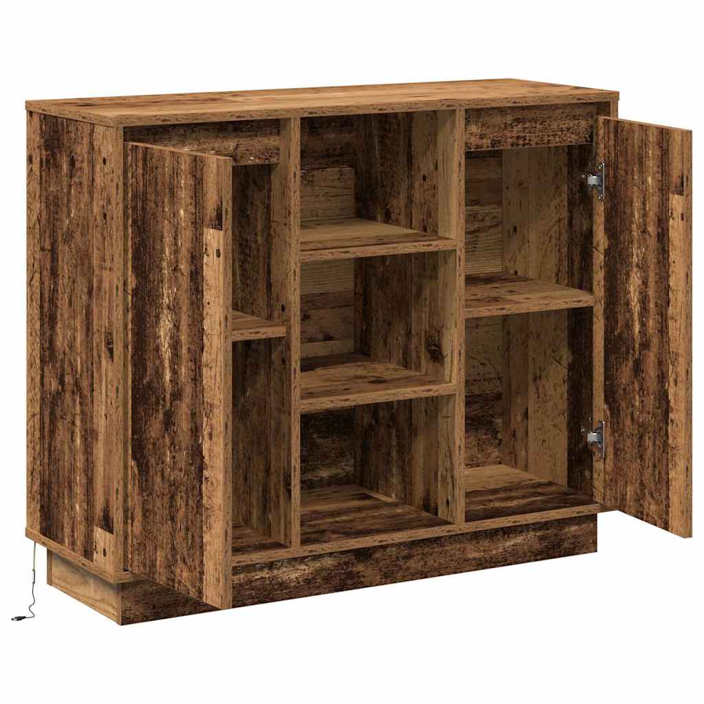 vidaXL LED Sideboard Old Wood 90 x 32 x 75 cm Engineered Wood