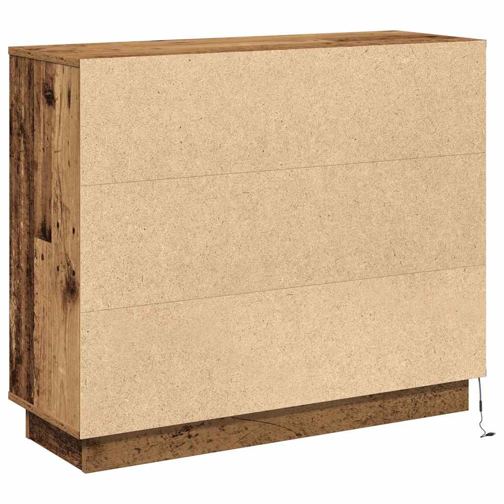 vidaXL LED Sideboard Old Wood 90 x 32 x 75 cm Engineered Wood