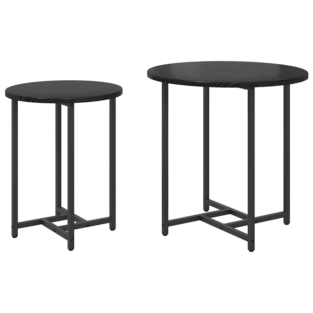 vidaXL Side Table Set 2 pcs Black Oak