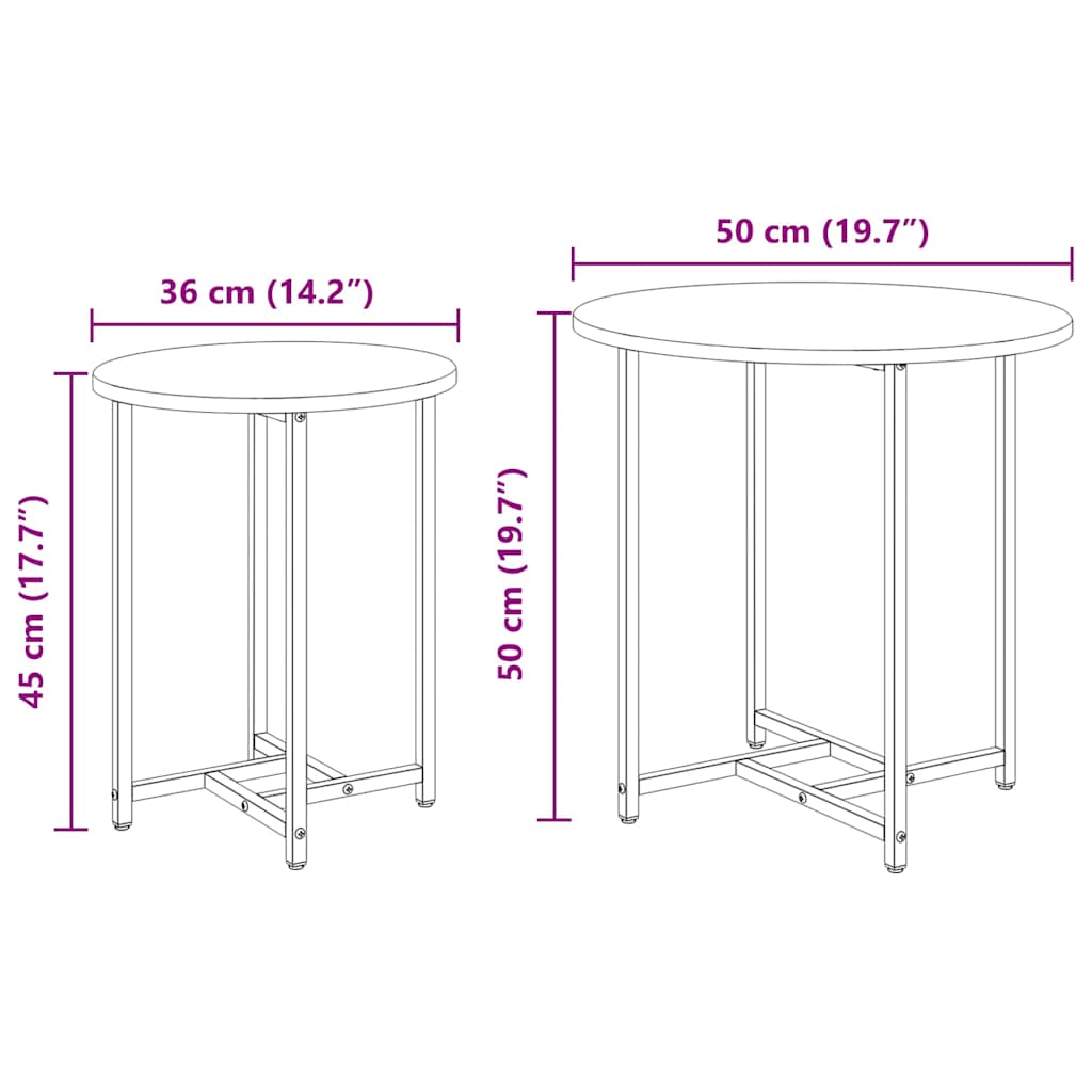 vidaXL Side Table Set 2 pcs Smoked Oak and Black