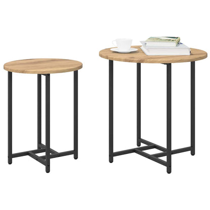 vidaXL Side Table Set 2 pcs Artisan Oak and Black
