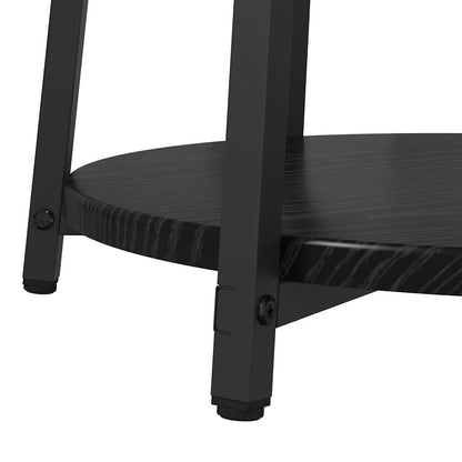 vidaXL Side Table Set with Shelf 2 pcs Black Oak